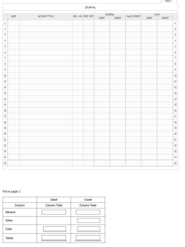 19 on page 1 of the journal. Total the columns and complete