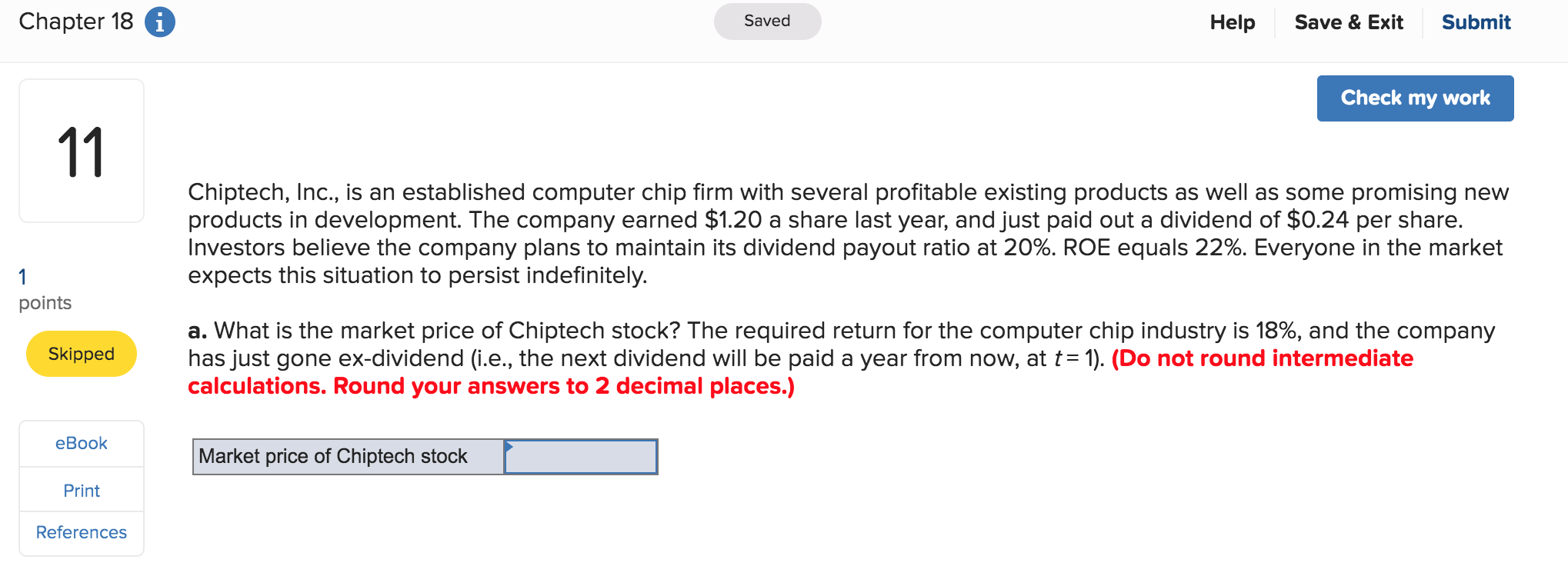  Chapter 18 i Submit Save & Exit Saved Help Check my
