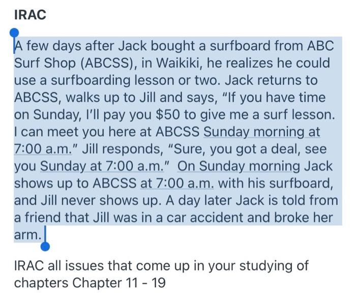 A few days after Jack bought a surfboard from ABC Surf