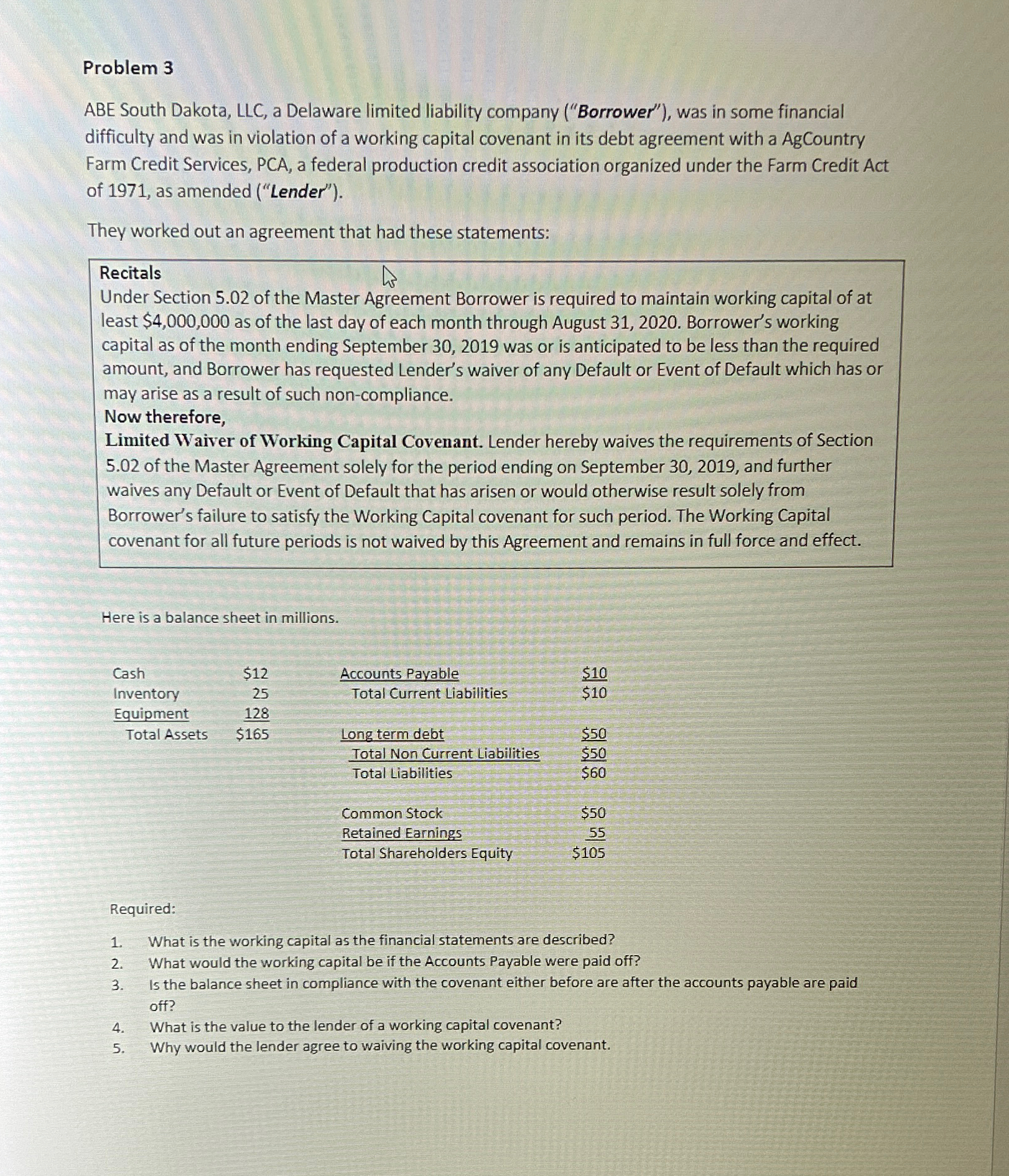  Problem 3 ABE South Dakota, LLC, a Delaware limited liability company
