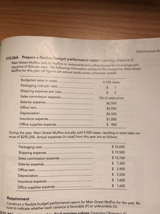  Performance Ev E1026A Prepare a flexibie budget performance report (Leaming Objective