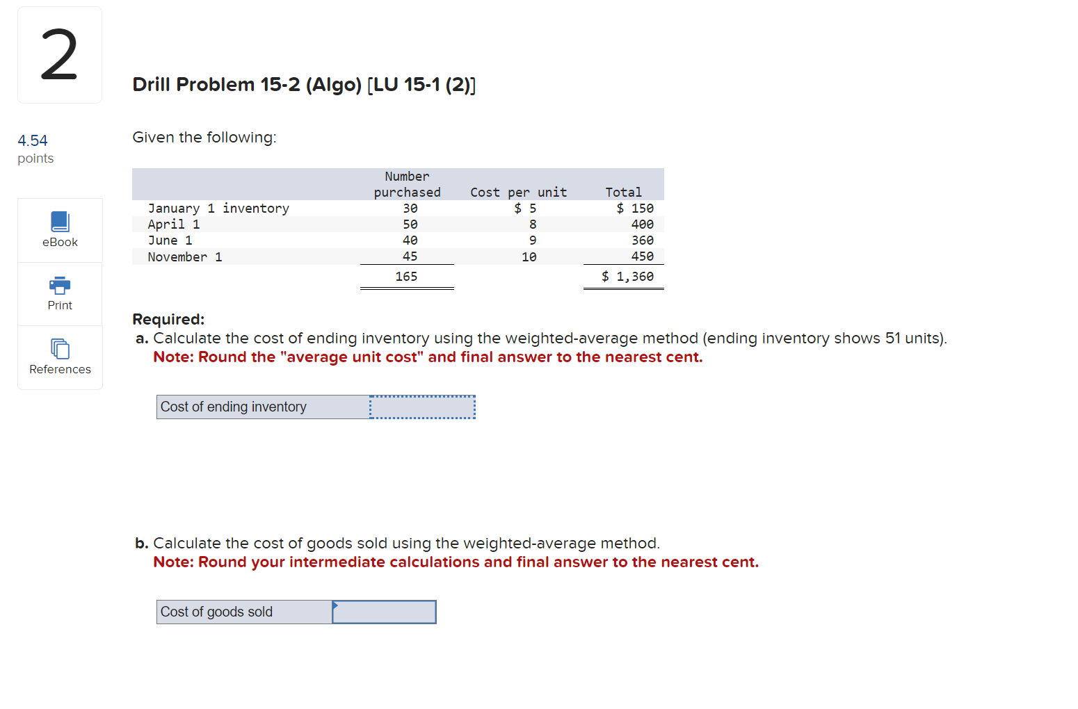  Drill Problem 15-2 (Algo) [LU 15-1 (2)] Given the following: Required: