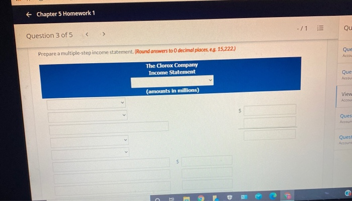  + Chapter 5 Homework 1 -11 TII Qu Question 3 of
