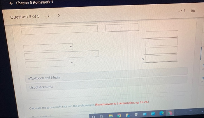 View Accou Ques Accoun Quest Account $ -/1 Question 3 of 5