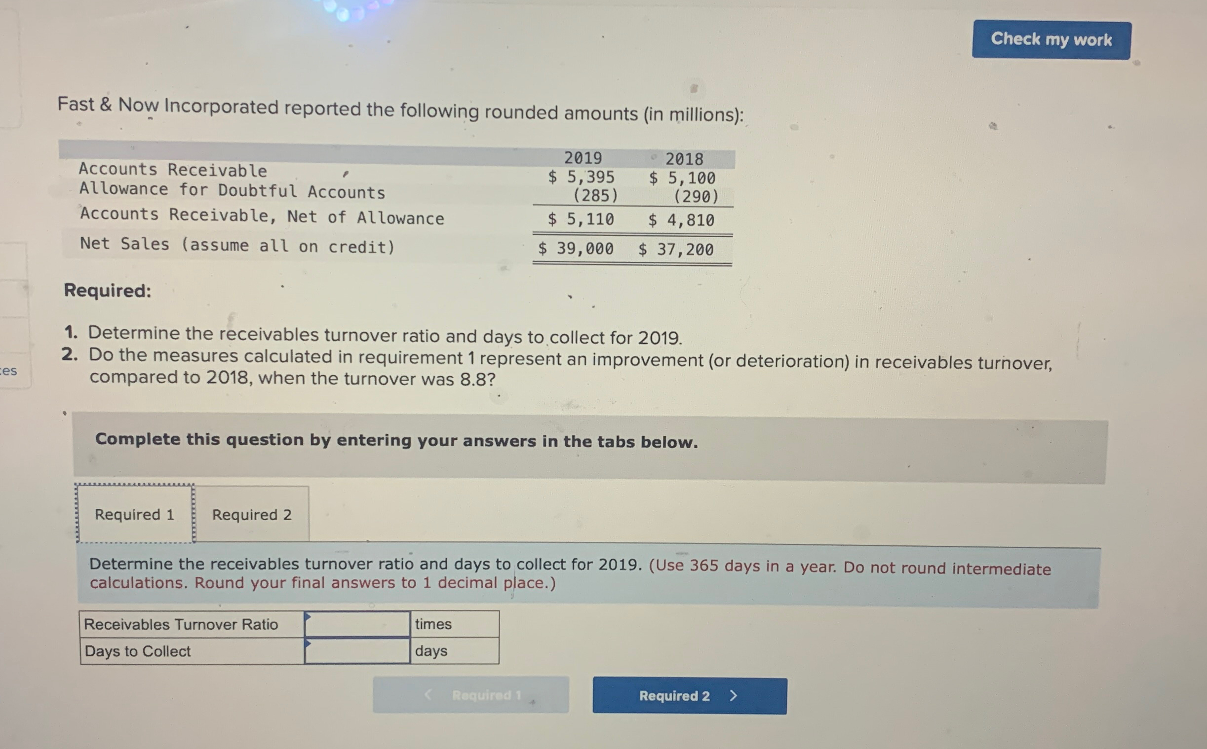  Fast & Now Incorporated reported the following rounded amounts (in millions):