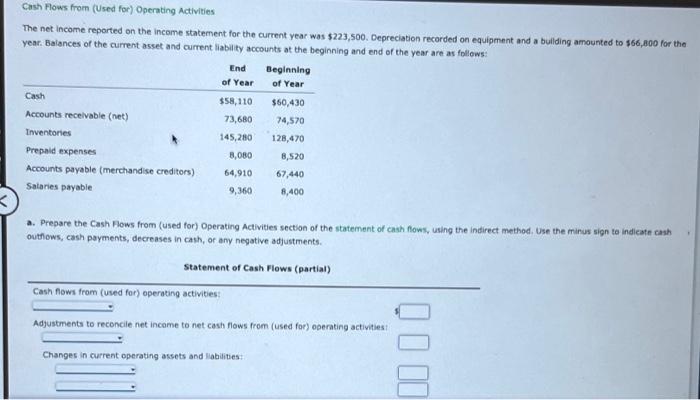 16.5 .. please help! Cash Flows from (Used for) Operating Activities The