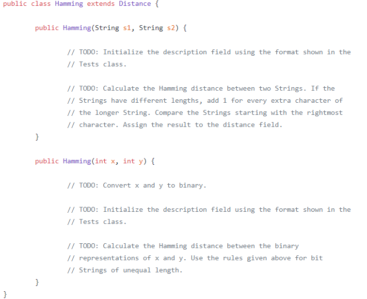 TODO: Add Javadoc comments to the class and all methods and fields.