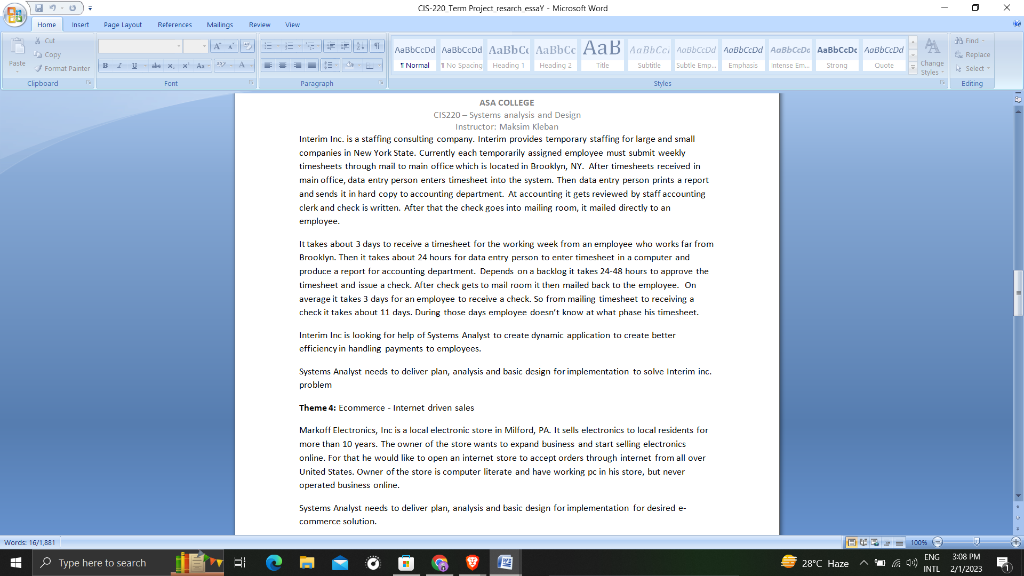 dates will be determined ir the later of the sernester. Part 1: