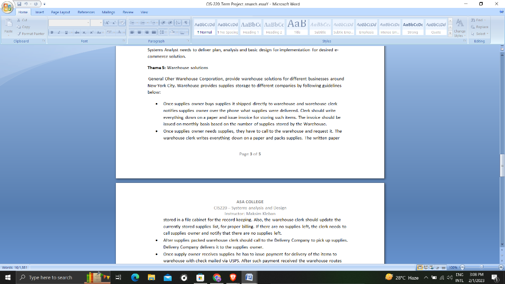 Project presentation: The goal of the project: Provide Planning, Analysis and Design