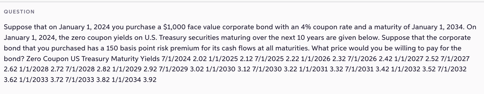  Question is the Zero coupon yields on U.S. treasury shown down