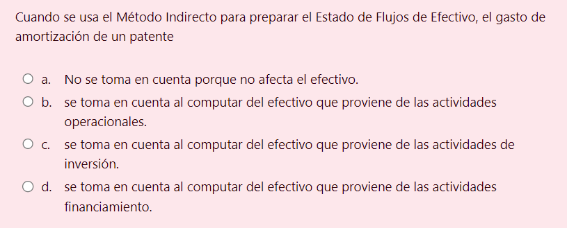 Inversin C. Actividades de Financiamiento d. Ninguna de las Anteriores Cuando se