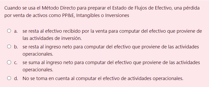una prdida por venta de activos como PP\&E, Intangibles o Inversiones a.