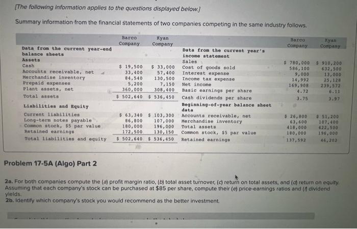  PLEASE HELP I WILL THUMBS UP [The following information applies to