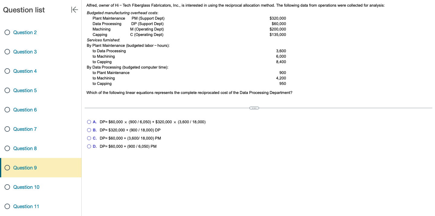  Question 7 Question 8 Question 9 Question 10 Question 11 A.