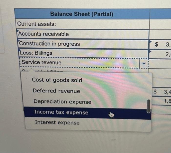 $3, \\ \hline Less: Billings & \\ \hline Cost of goods sold