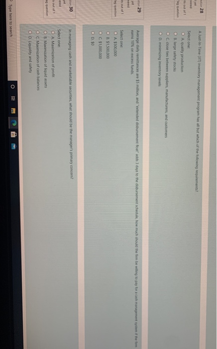  28 A Justin Time UIT) inventory management program has all but