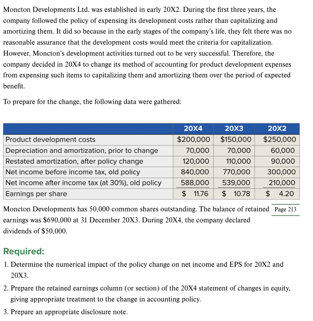 Moncton Developments Ltd. was established in early 20X2. During the first