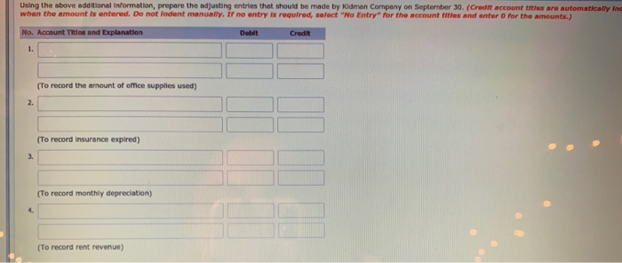 are listed some selected accounts and their balances in the September 30