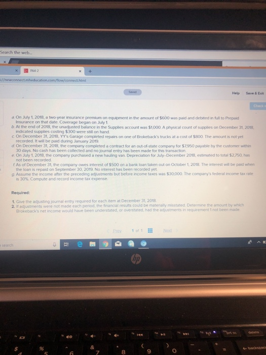  Search the web.. Help Save&Exit a On July 1, 2018, a