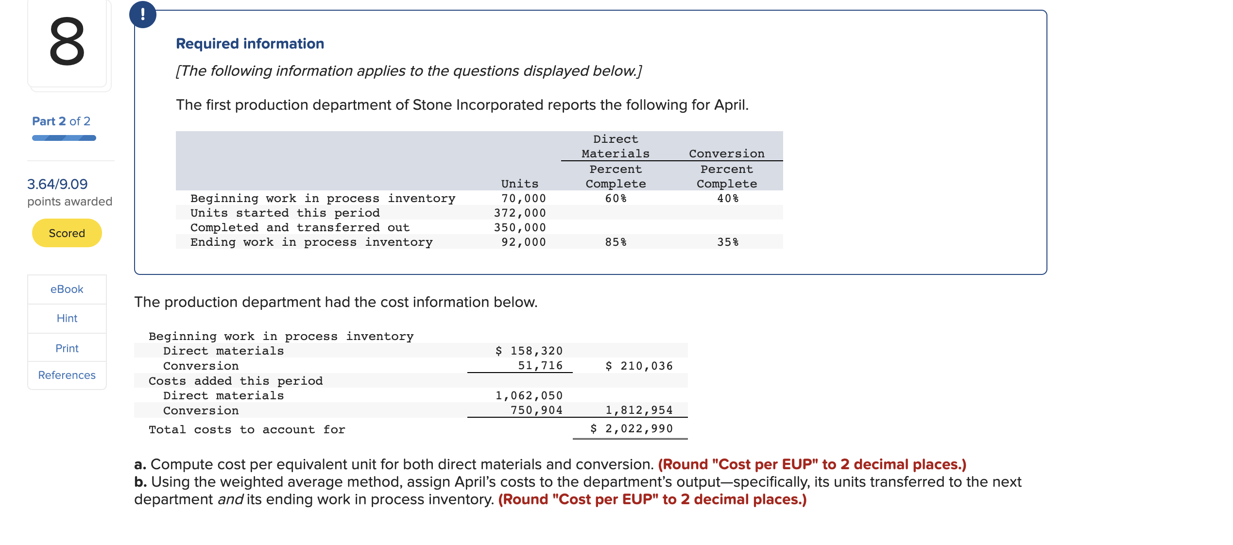 a cell or a formula-based calculation is incorrect; no points deducted. Required