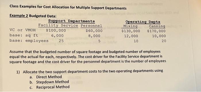 please help me with all 3 parts, Direct Method, Stepdown Method, and