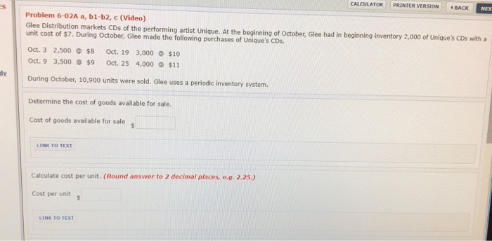  Please help with both parts CALCULATOR PRINTER VERSION BACK Problem 6-02A