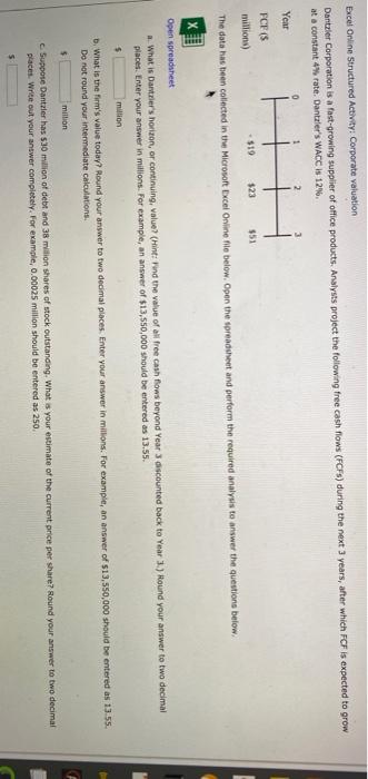  Only answer BLUE & GREEN excel boxes Excel Online Structured Activity: