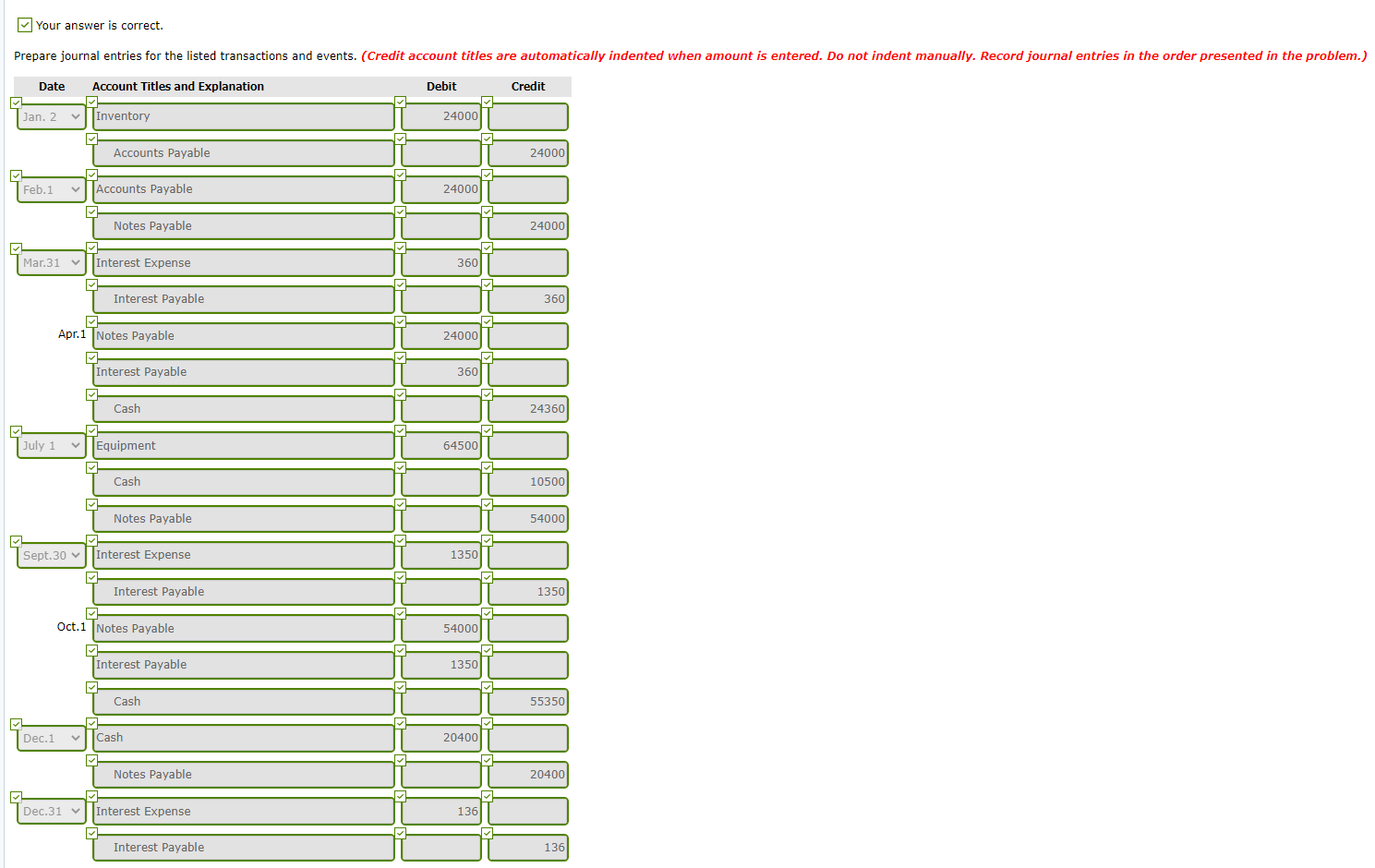 Problem 11-2A (Part Level Submission) The following are selected transactions of Blanco