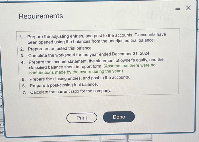 of the accounts ("Bal. 7 have been entered for you, Use the