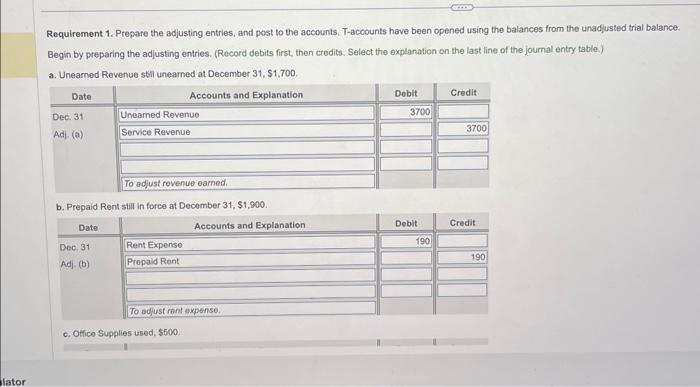 adjustment and corresponding letters as po "Adj. (b)", etc. Use a "Bal."