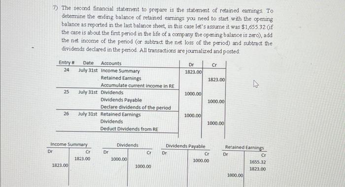  7) The second financial statement to prepare is the statement of