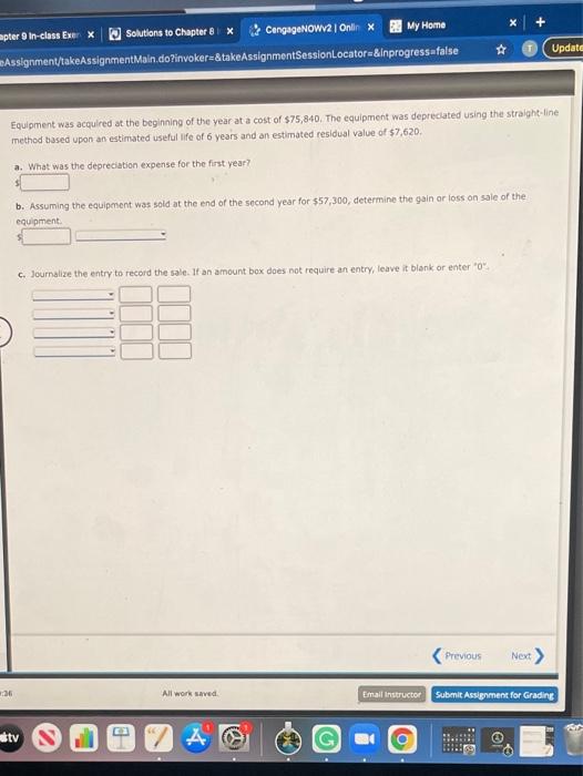  apter 9 In-class Exer X Solutions to Chapter 8 x CengageNOWV2