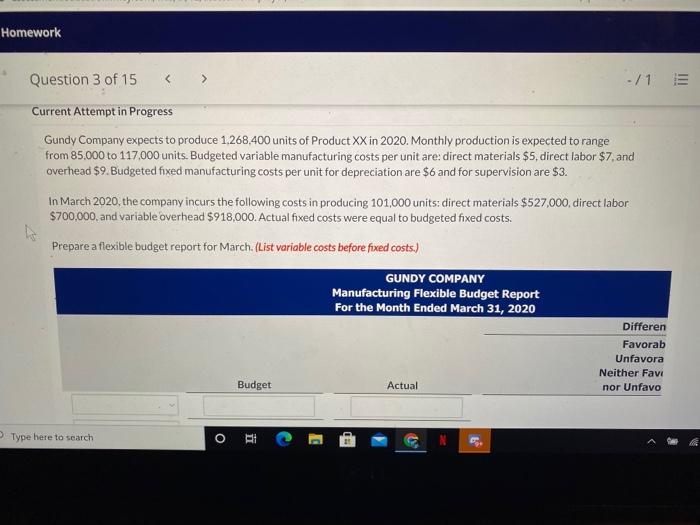  Homework Question 3 of 15 -/1 E Current Attempt in Progress