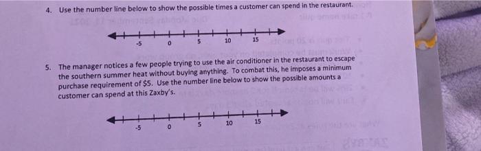  4. Use the number line below to show the possible times