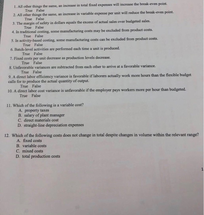  Answer each question please! No work needed! 1. All other things