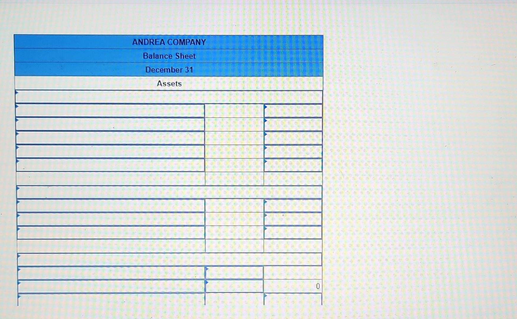 the following selected accounts and amounts with normal balances from Andrea Company's
