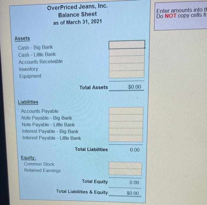 need to complete the pre trial balance, income Statement, Retained Earnings, Balance