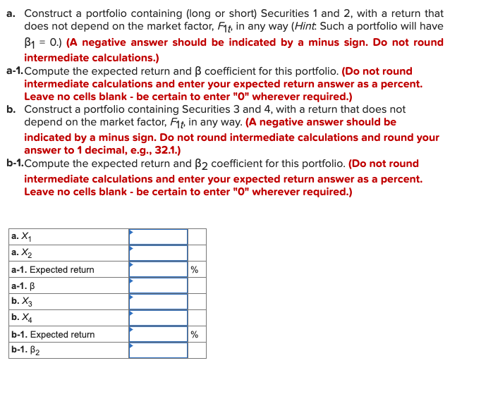  Problem 12-10 APT Assume that the returns on individual securities are