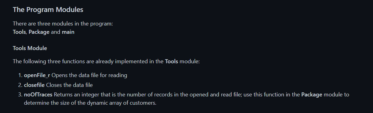 program so far, I have made the structures and the main body
