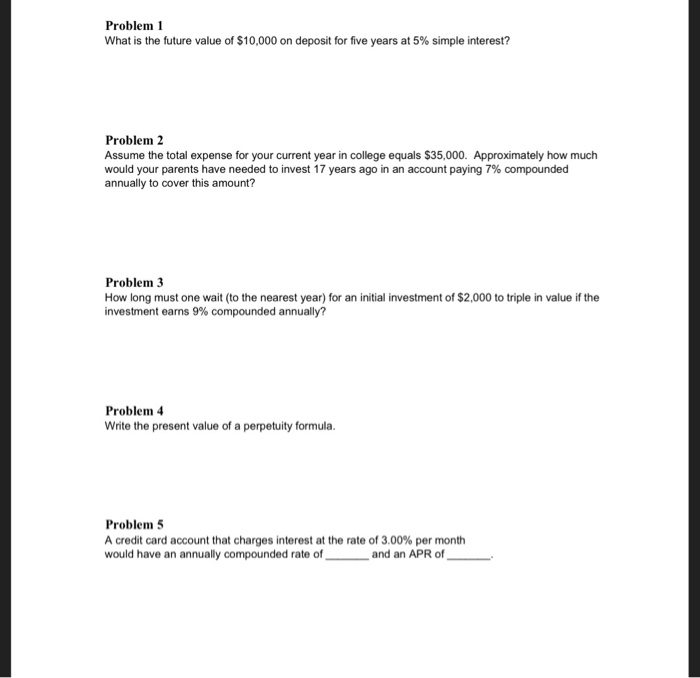  SHOW YOUR WORK & SOLUTIONS Problem What is the future value