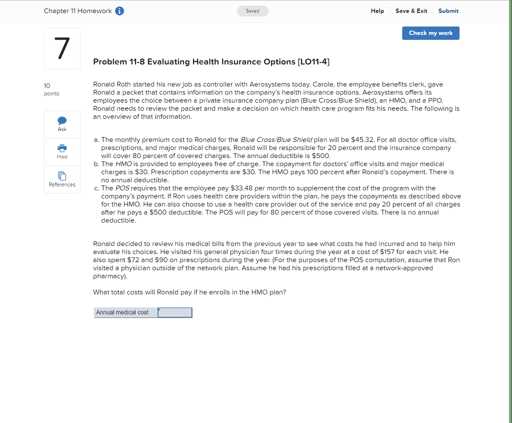  Chapter 11 Homework G Help Save & Exit Submit Saved Check