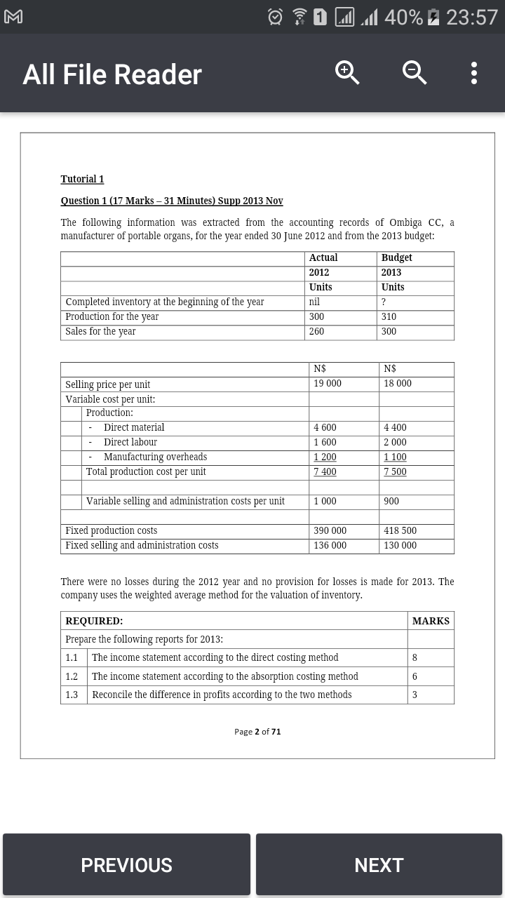 M Jul 40% 2 23:57 All File Reader Tutorial 1 Question