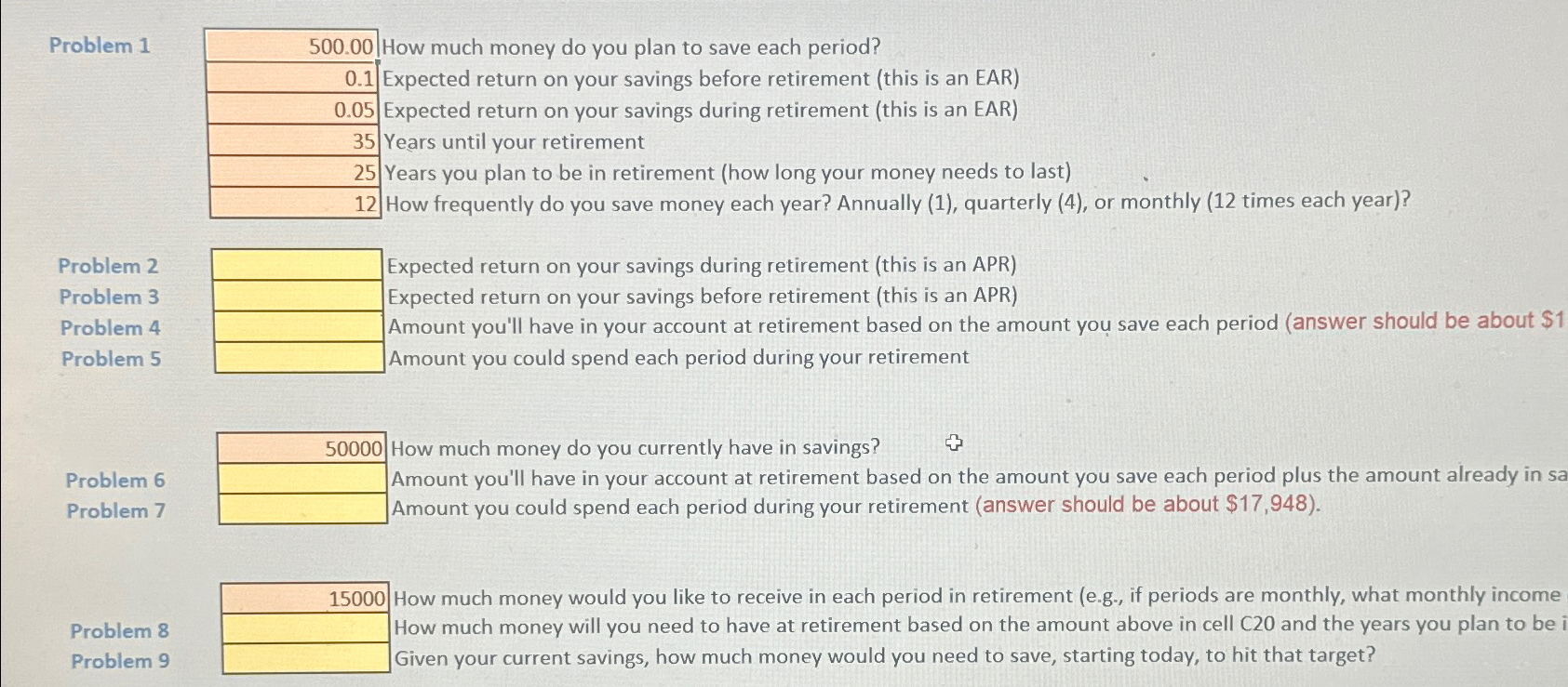  Problem 1500.00 How much money do you plan to save each