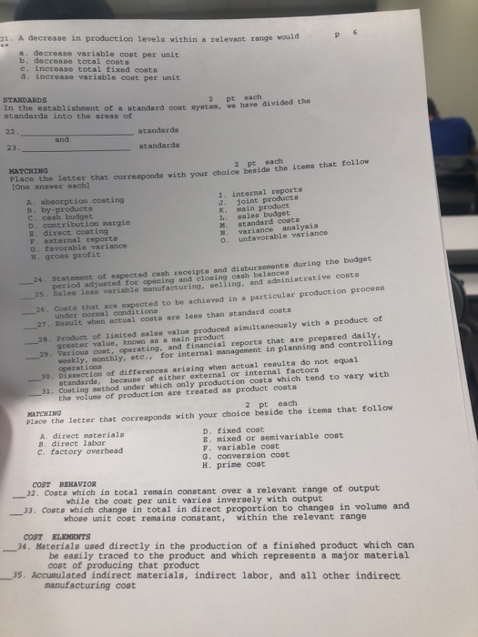  21. A decrease in production levels within a relevant range would