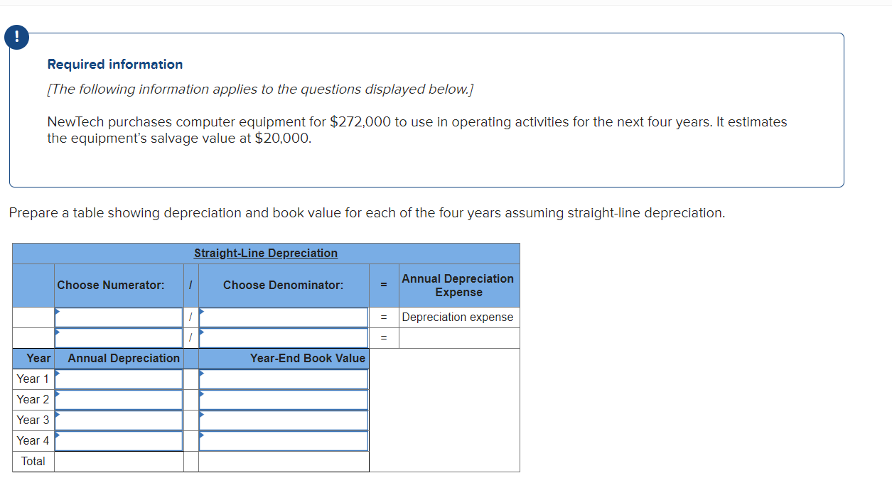 NewTech purchases computer equipment for $272,000 to use in operating activities for