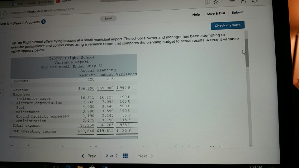  Help Save & Exit Submit Saved ent 8-4 Week 8 Problems