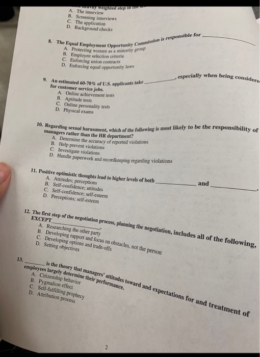 HELP ASAP PLEASE Vy wergned step A. The interview B. Screening interviews