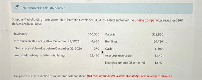 help Your answer is partially correct. Suppose the following items were taken