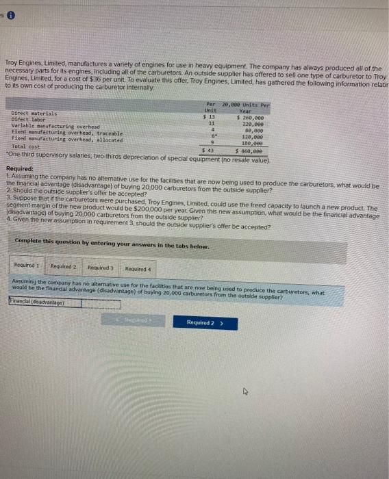 can someone help me with this problem please? thank you!! Troy Engines,