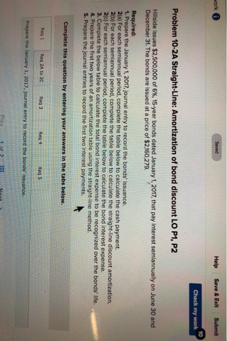  Help Save & Exit Submit ork 10 Check my work Problem